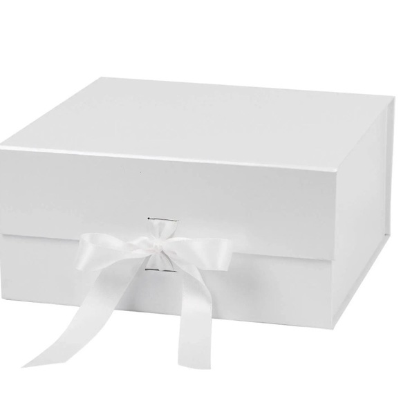 Other - White Collapsible Gift Box with Satin Ribbon and Magnetic Lid